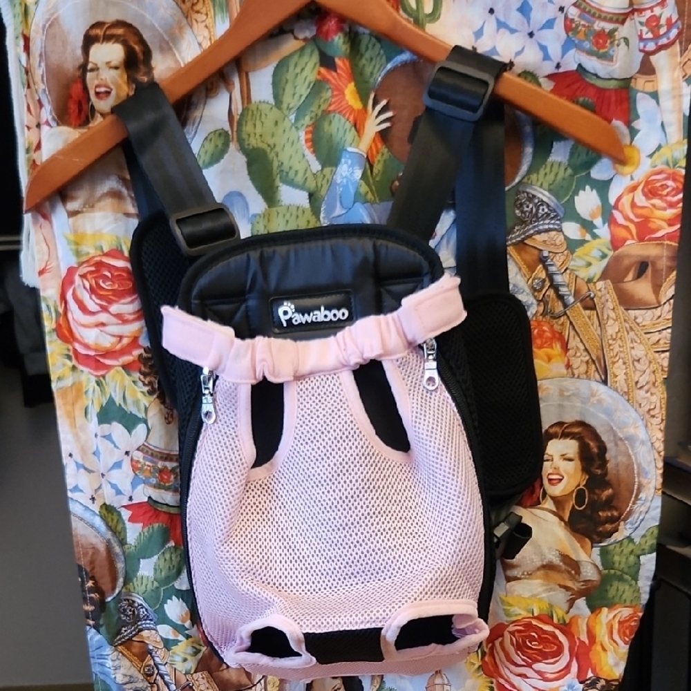 Pawaboo Pink and Black Pet Carrier Backpack Medium